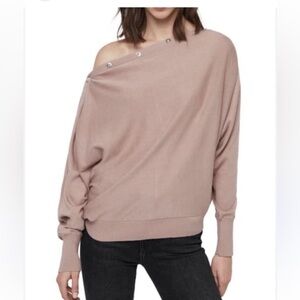 All Saints Light Pink Elle snap Sweater